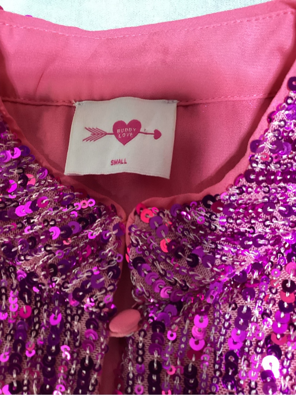 Buddy Love Pink Sequin Tiered Bell Sleeve Mini Dress - Picture 6 of 10